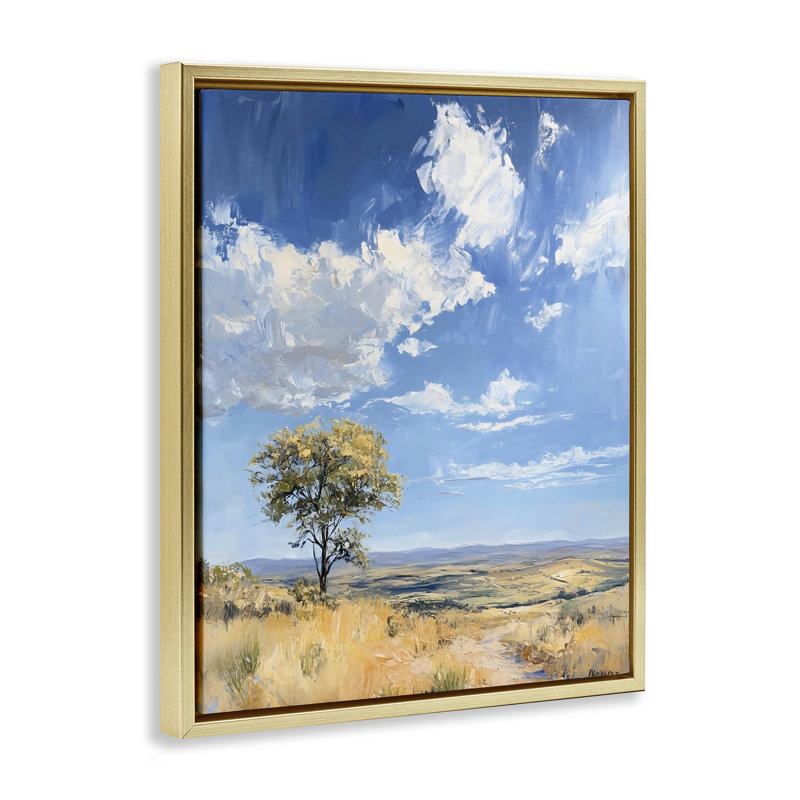 Cadre flottant Vast Landscape Splendor, design par Franklyn Gregory, H 21 po x l 17 po, Cadre flottant métallique doré