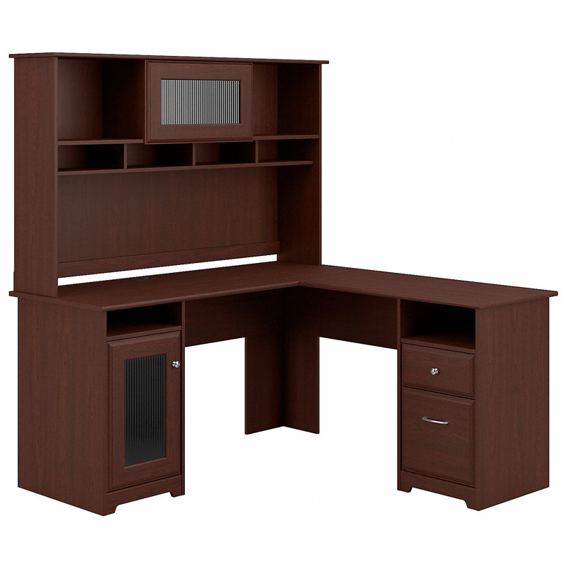 Ozro L-Shaped Executive Desk, Harvest Cherry