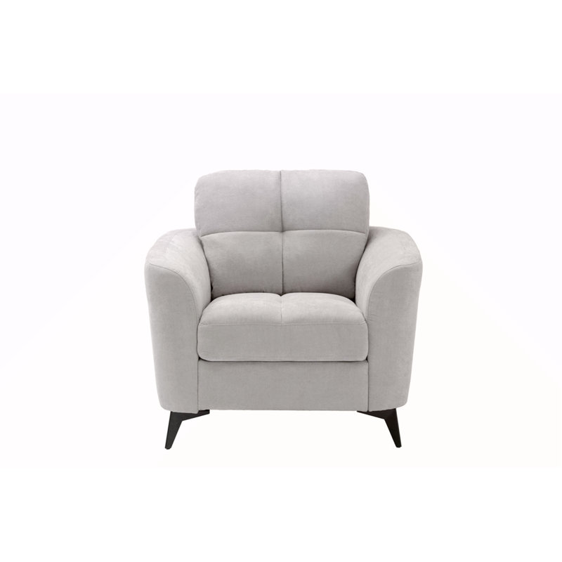 Chaise en tissu tissé gris clair l 39 po Carlotta, Gris clair