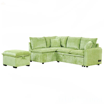 Canapé-lit convertible de 82,67 po avec repose-pieds avec rangement