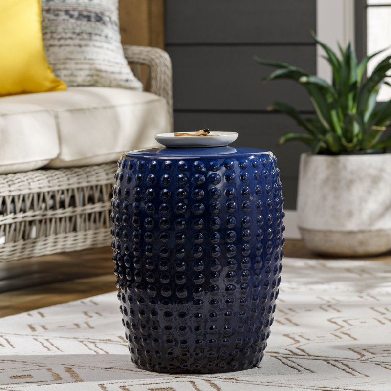 Castorena Ceramic Accent Stool, Blue