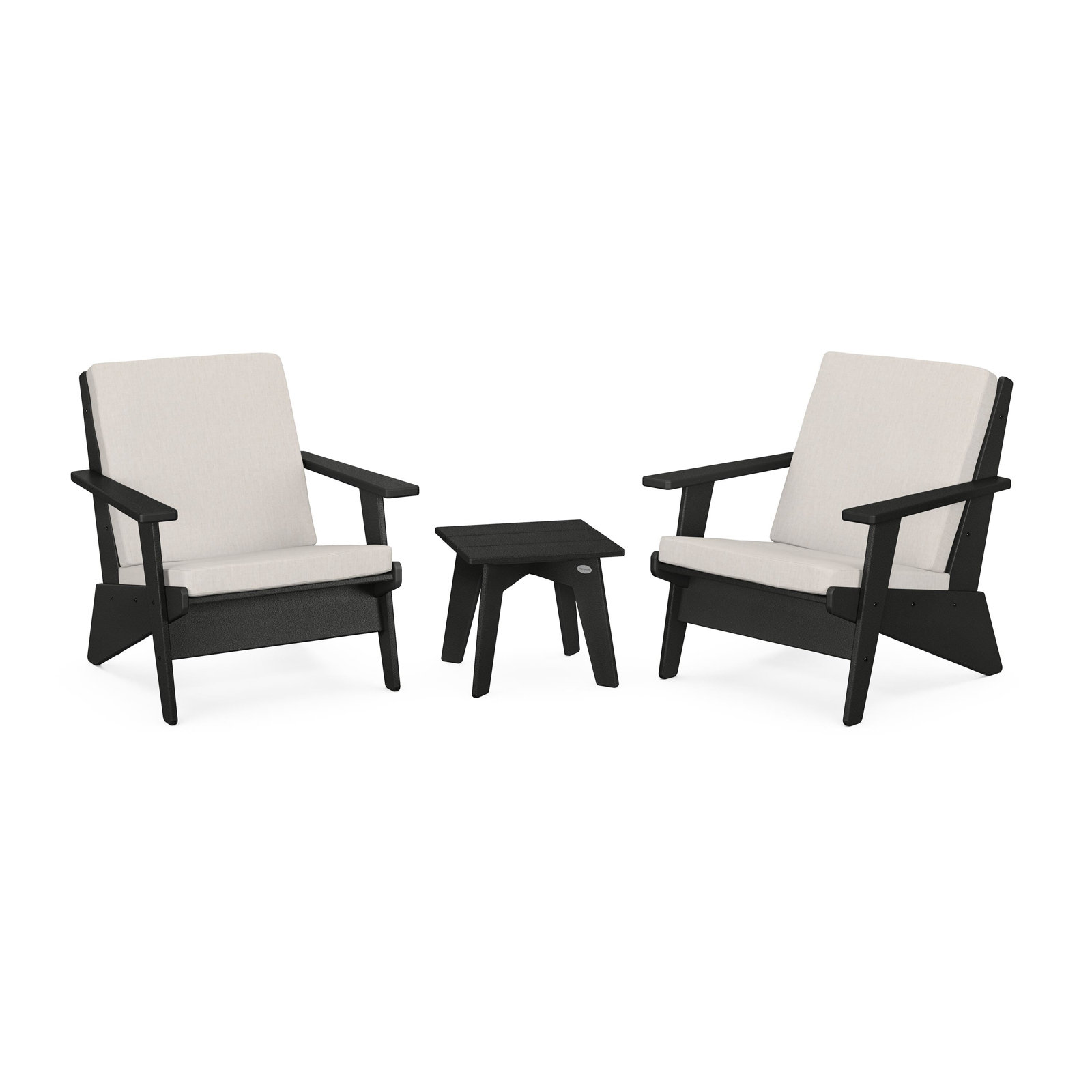 POLYWOOD® Riviera 2-Person Patio Seating Group, Cast Ash, Black