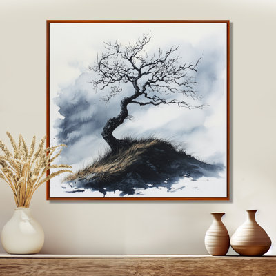 Art mural arbre Windswept, toile de paysage de colline, arbre Windswept sur la colline