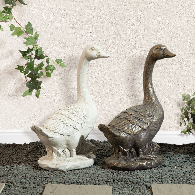Statue de jardin 20 po H MGO Goose - blanc, Blanc