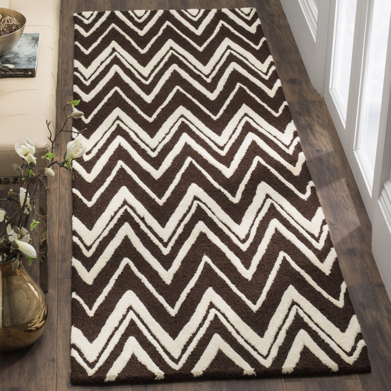 Stephen Chevron Wool Hand Woven Area Rug, Runner 76 x 244 cm