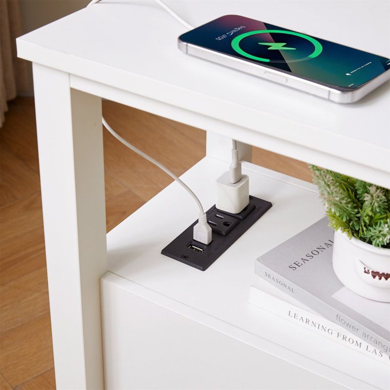 Table de bout avec station de charge, Blanc