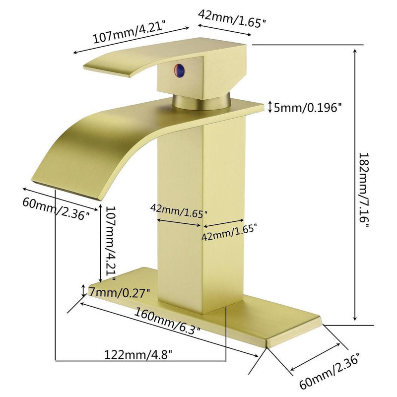 Single-Hole Single-handle Bathroom Faucet, Brushed Gold