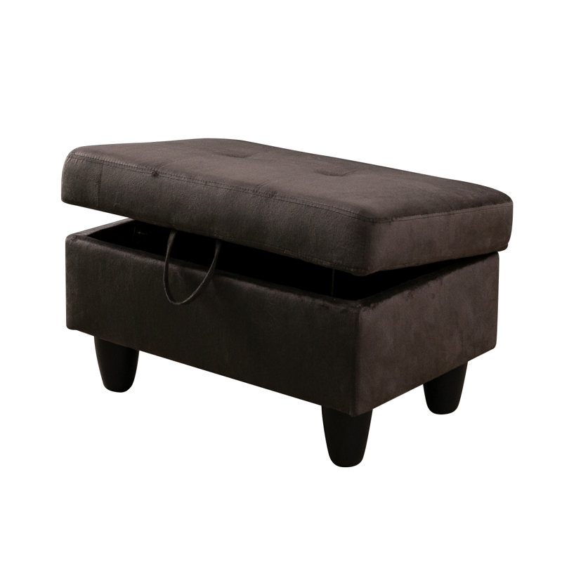 Velvet Upholstered 28.5" Wide Storage Ottoman, Dark Brown