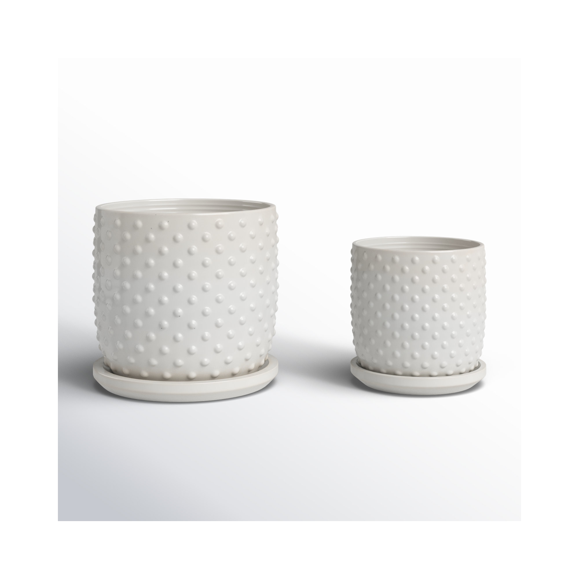 Brodie Ceramic Pot Planter, White, 2, 5.75" H x 6" W x 6" D and 4.5" H x 5" W x 5" D