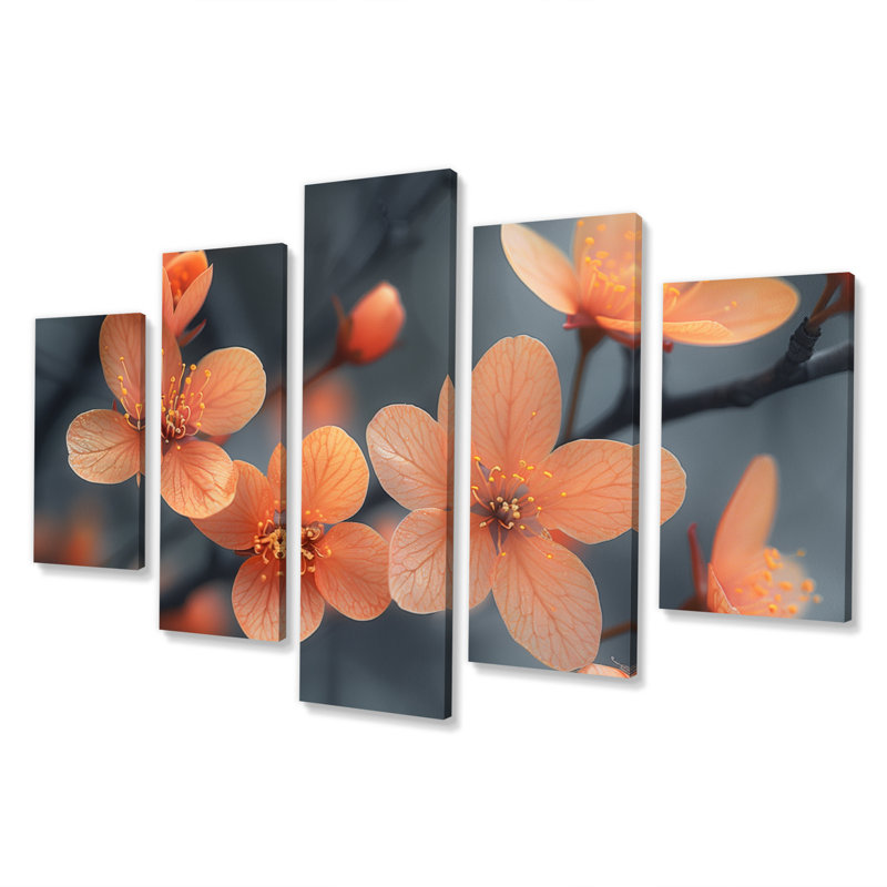 «Pastel Orange Cherry Blossom Photo», ensemble de reproduction d'art mural cerisier en fleurs