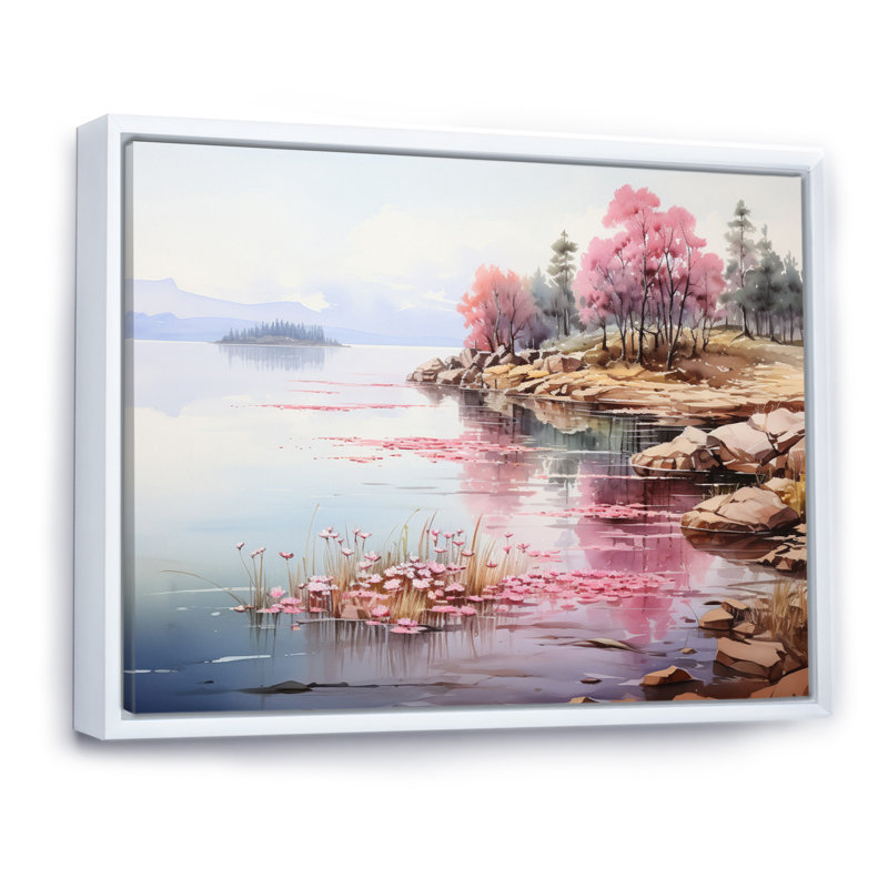 Tranquil Oasis III sur toile, Cadre flottant blanc, H 34 po x l 44 po x P 1,5 po