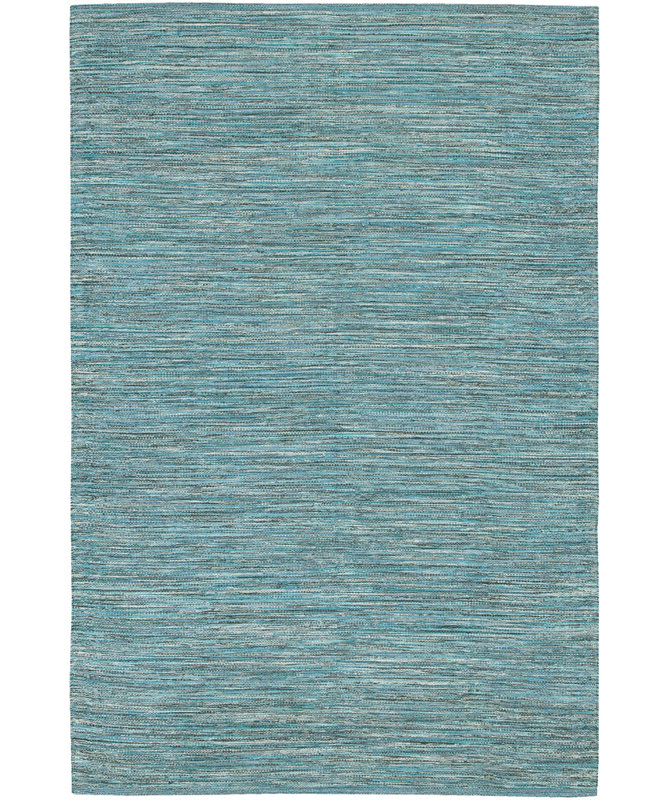 Temme Hand Woven Cotton Area Rug, Rectangle 2' x 3', Blue/Teal/White