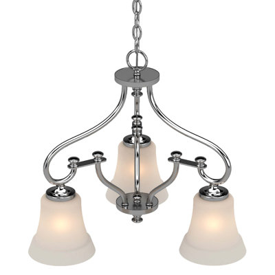 Amarvir 3-Light Indoor Chrome Classic/Traditional Chandelier with Frosted Bell Glass Shades