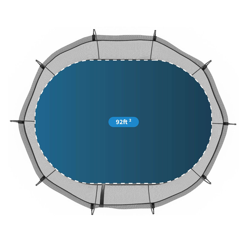 Springfree 8' x 13' Black Oval Springless Trampoline with Enclosure