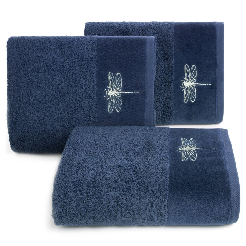 Maribella Midweight Jacquard Hand Towel, Navy Blue