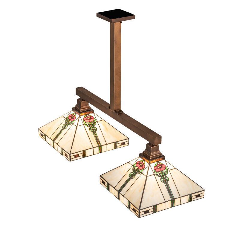 38.5" Long Parker Poppy 2 Light Island Pendant, Light Brown