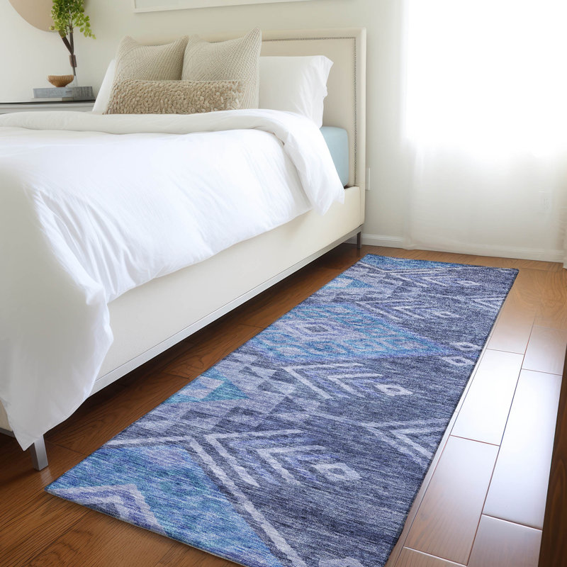 Machine Washable Indoor/Outdoor Chayden ACN1091 Navy Rug, Runner 2'3" x 7'6"