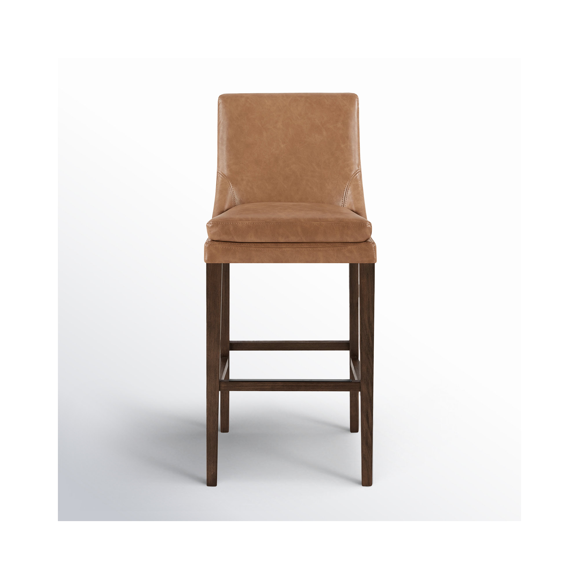 Niara Upholstered Leather Counter & Bar Stool, Bar Stool (30” Seat Height), Copley Camel Faux Leather/Brown