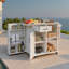 Îlot de cuisine extérieur avec plateau en acier inoxydable, serviette, étagères à épices, armoire, espace de rangement ouvert et tiroir-125408181