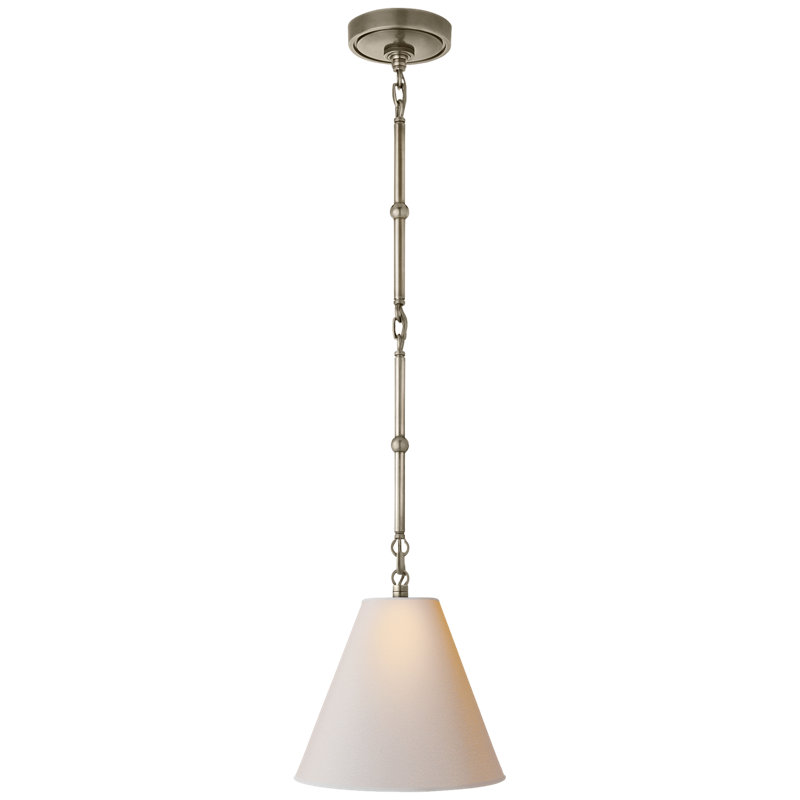 Thomas O'Brien Goodman Small Hanging Light, Antique Nickel, 43" H x 18" W x 18" D, Fabric