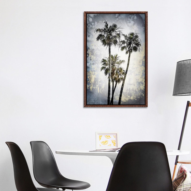 Modern Art Lovely Palm Trees by Melanie Viola - Print on Canvas, 101.6cm H x 66.04cm W x 3.81cm D, Classic Brown Wood Framed