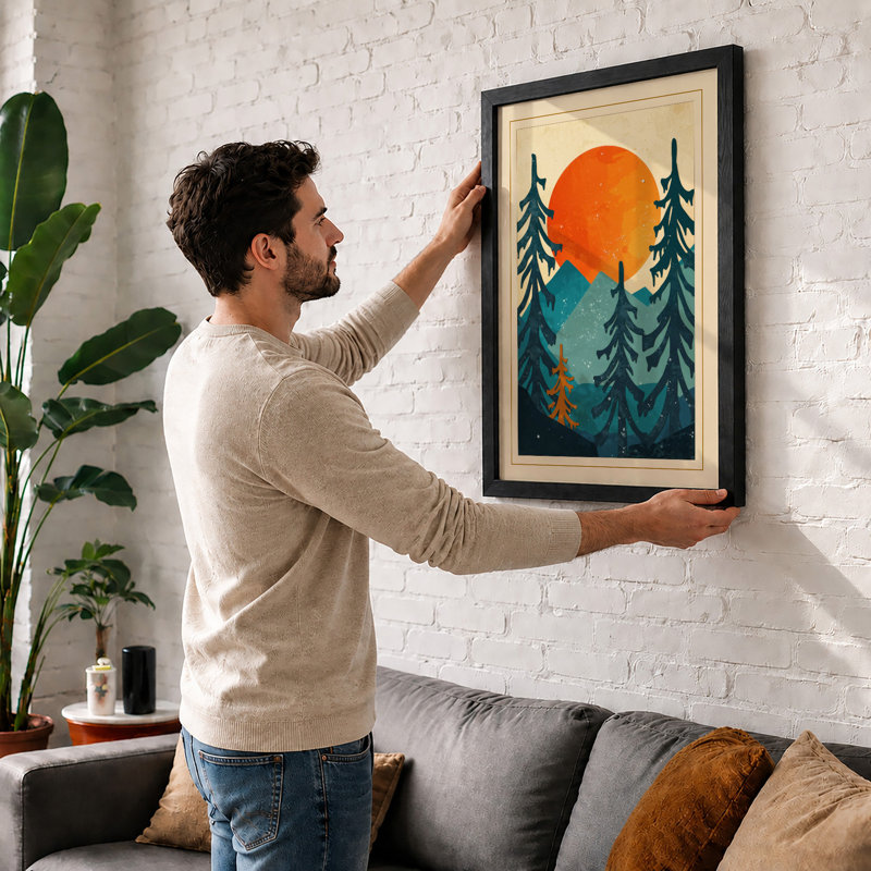 Forest Under Sun Scandinavian - Print, A1 - 84.1 x 59.4 cm, Oak
