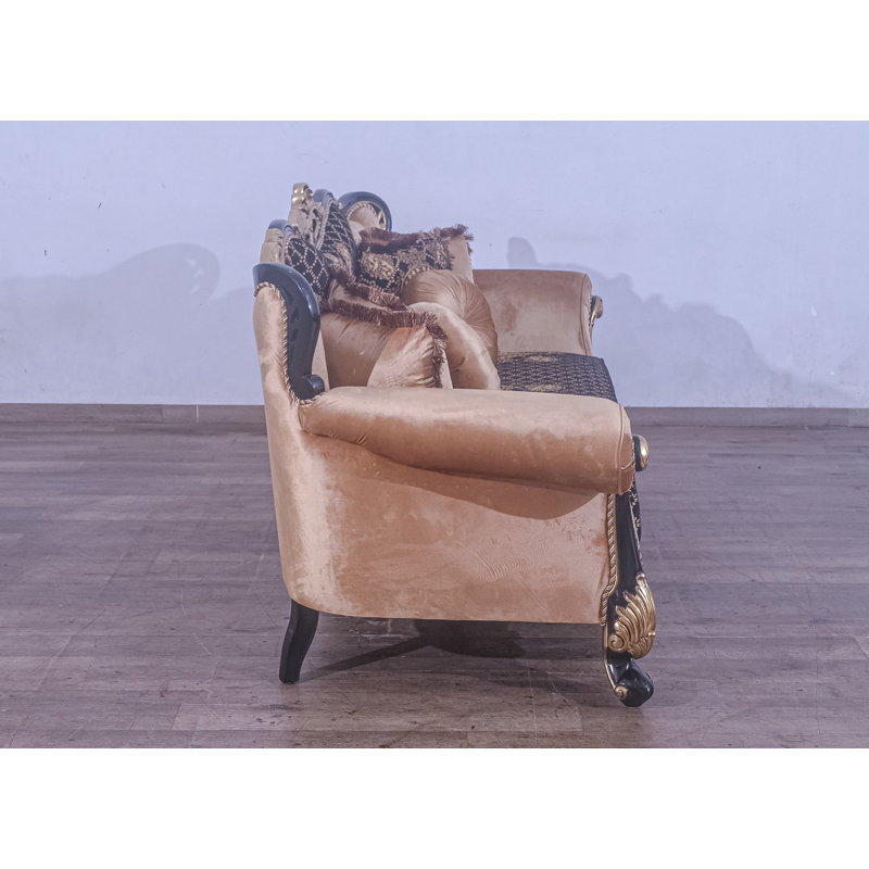 Sofa, Black/Gold Linen Blend, Brown