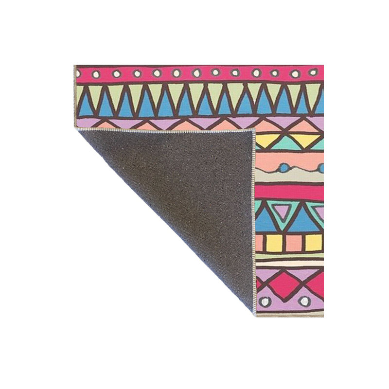 Tapis tissé multicolore à rayures multicolores et à motif géométrique lavable à la machine