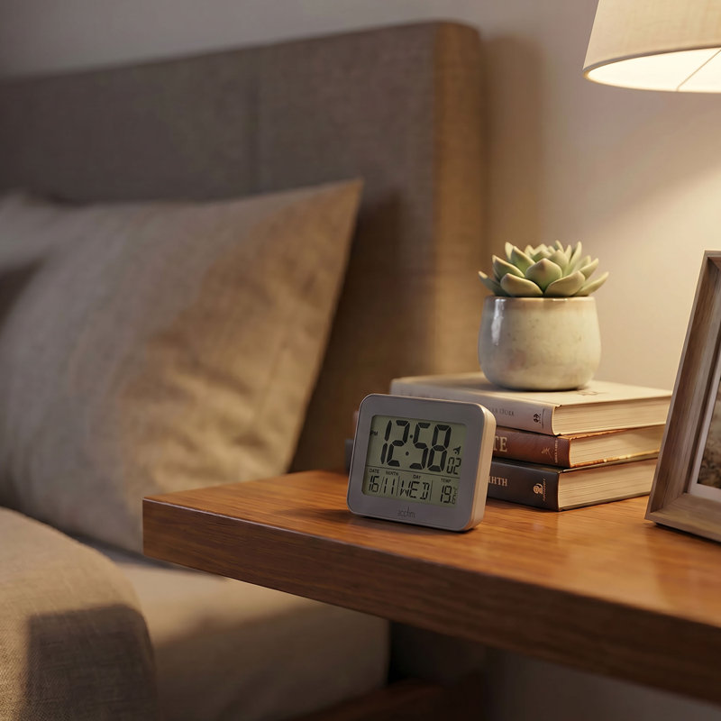 Acctim Otto Superbrite® Digital Bedside Alarm Clock, Grey