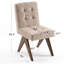 Chaise de salle à manger capitonnée en lin rembourrée sans accoudoirs avec pieds en bois massif-1595094886