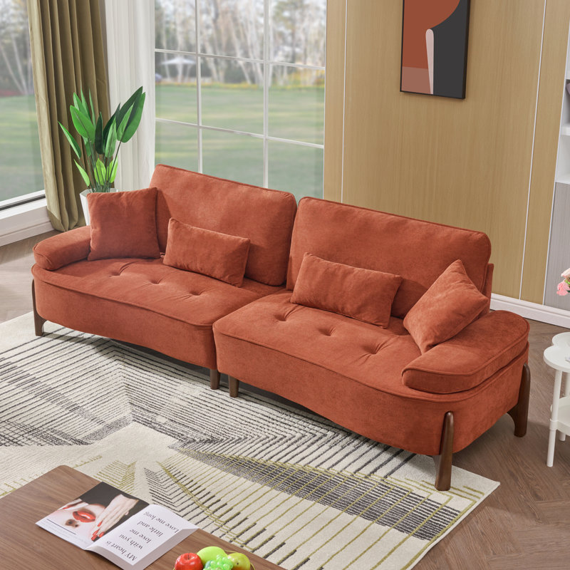Canapé 103,4 po rembourré à trois places, Rouge brique, H 34 po x l 103,4 po x P 33,5 po