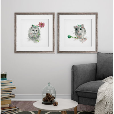 « jardin critter hedgehog », ensemble de 2 reproductions encadrées