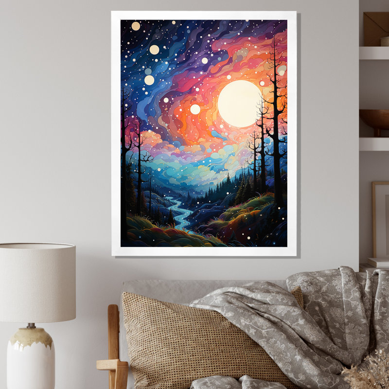 Météores Stardust Cascade Pointillism I, reproduction d'art sur toile, Cadre photo blanc, H 20 po x l 12 po x P 1 po