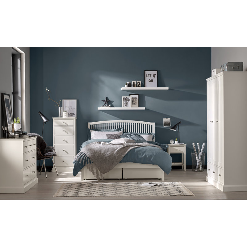 Lund Solid Wood Bed, White, Double (4'6)