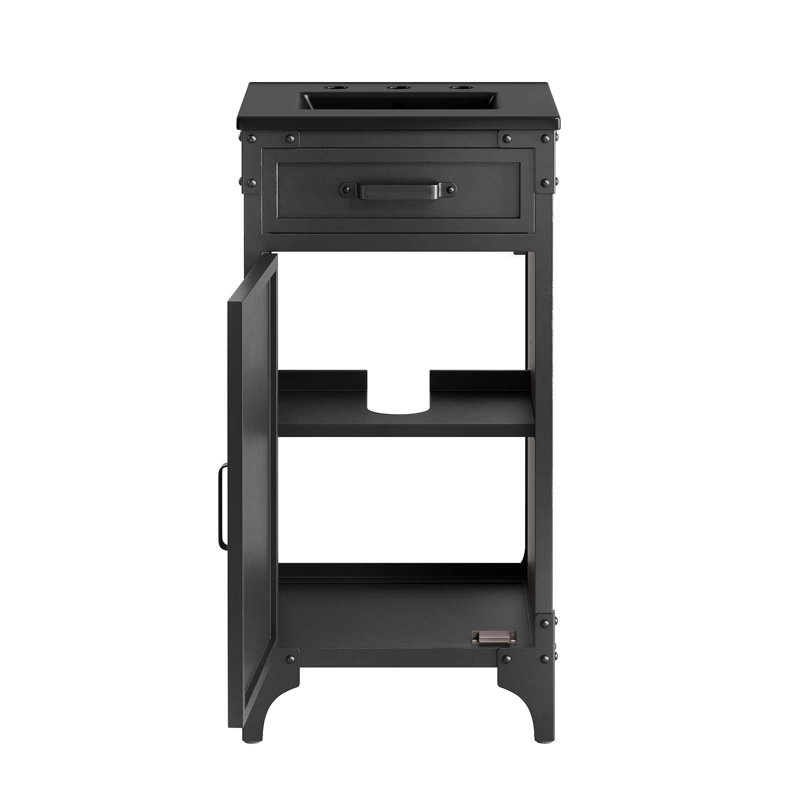 Modway Steamforge 17'' Free Standing Single Bathroom Vanity with Ceramic Top, Black