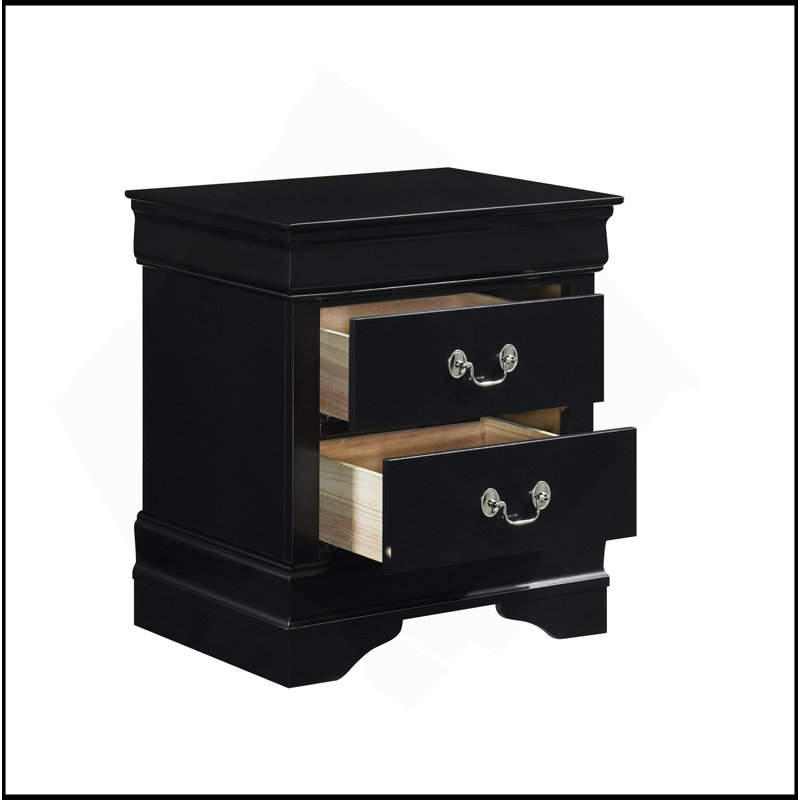 Table de chevet élégante avec 2 tiroirs, Noir