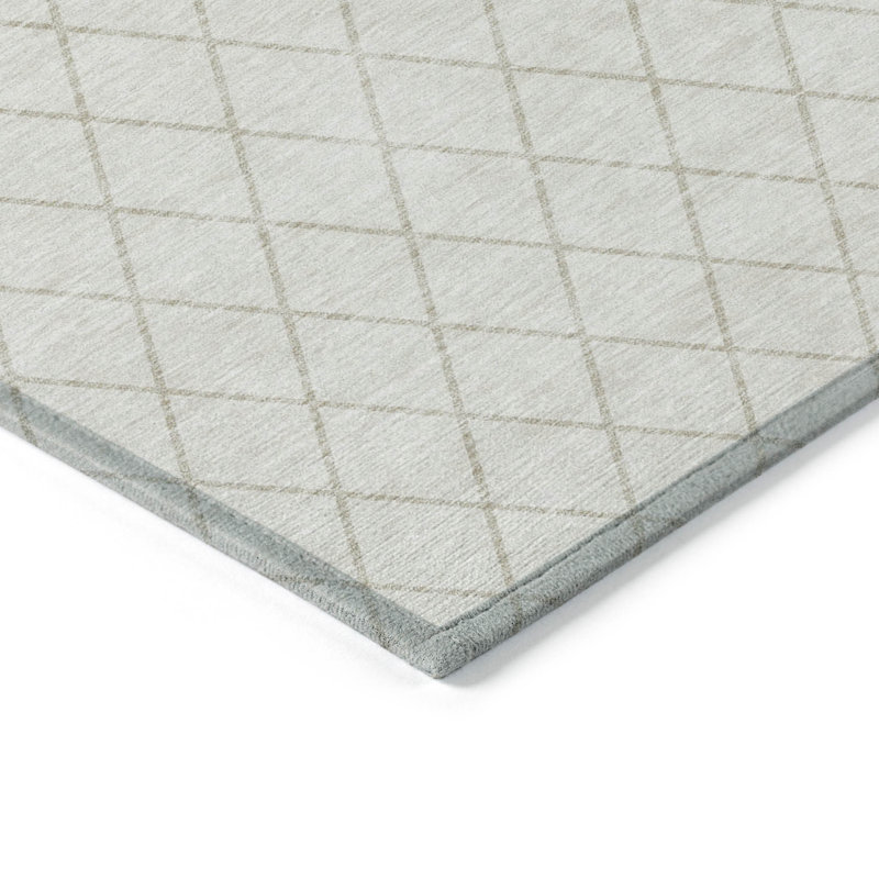 HomeRoots 3' X 5' Ivory And Beige Geometric Washable Indoor Outdoor Area Rug