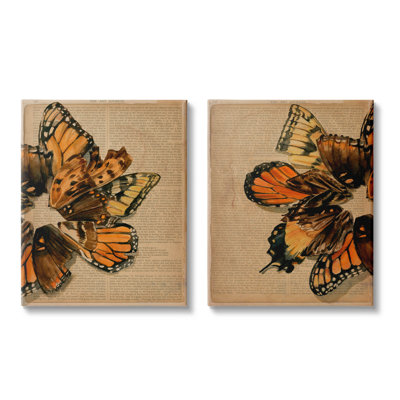 Vintage Butterfly Literature Pages 2 Pc Canvas Wall Art Set By Jennifer Paxtonparker -  Stupell Industries, a2-479_cn_2pc_24x30