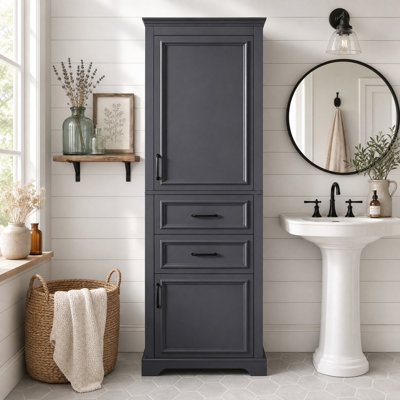 24" Modern Freestanding Tall Bathroom Storage Cabinet with Drawers, White