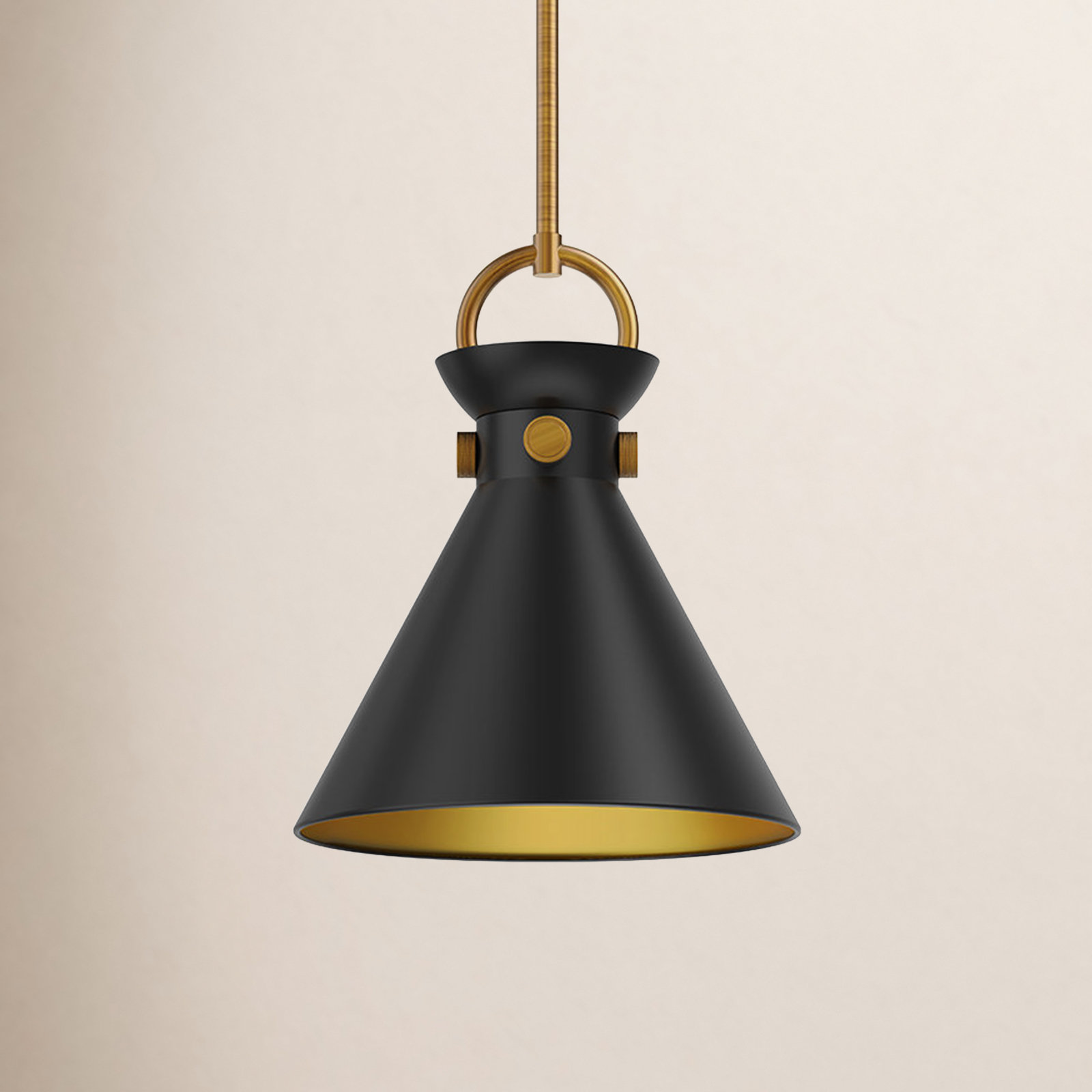 Tiney Single Light Pendant, 12.75" H x 10.5" W x 10.5" D, Black