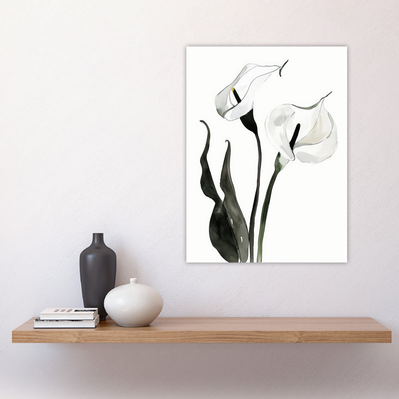 Calla Lily Flower White Watercolour Lilies Wall Art Print