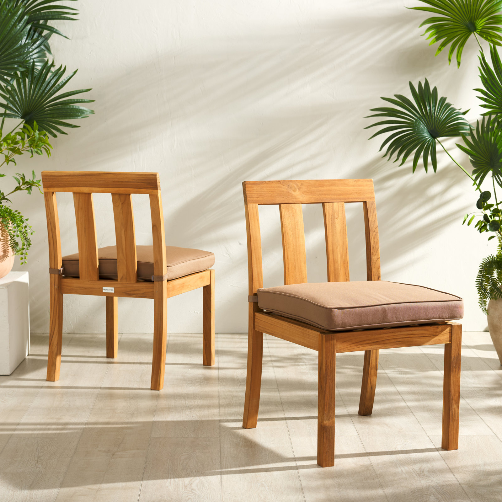 Teak Patio Side Chair, Brown
