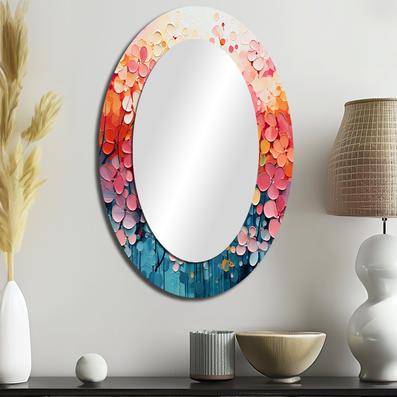 Coral Oasis I - Miroir mural ovale moderne, 36 po x 24 po