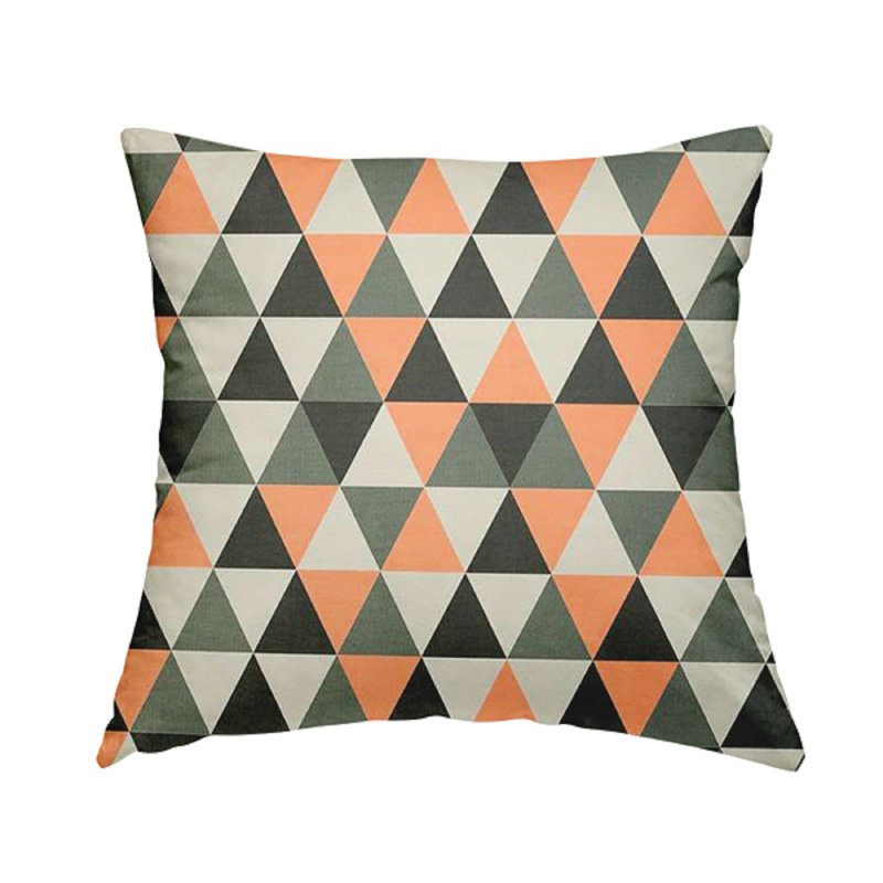 Barling Geometric Square Throw Cushion, 28cm H x 28cm W x 5cm D, Orange/Grey