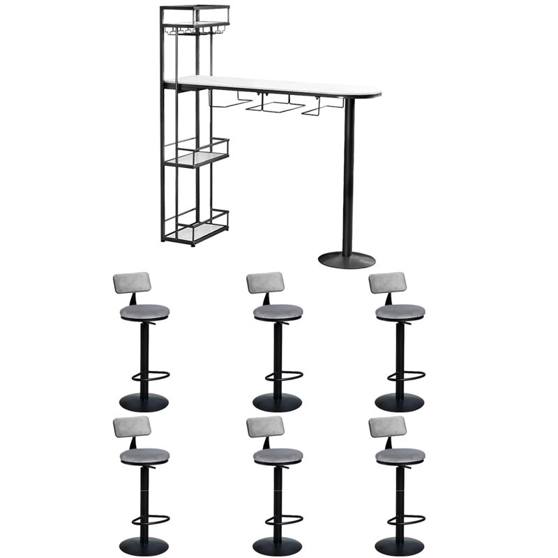 Table de bar simple et chaise simple, H 41,3 po x L 62,9 po x l 15,7 po, Gris, Noir