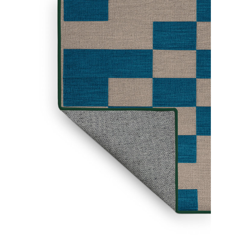 Machine Washable Checkered Green Area Rug, Rectangle 2' x 3'