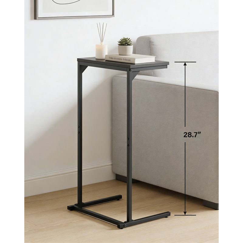 C-Shaped End Table Set Of 2, Tall Over Arm Sofa Table For Living Room And Bedroom, Space-Saving Side Table With Adjustable Feet