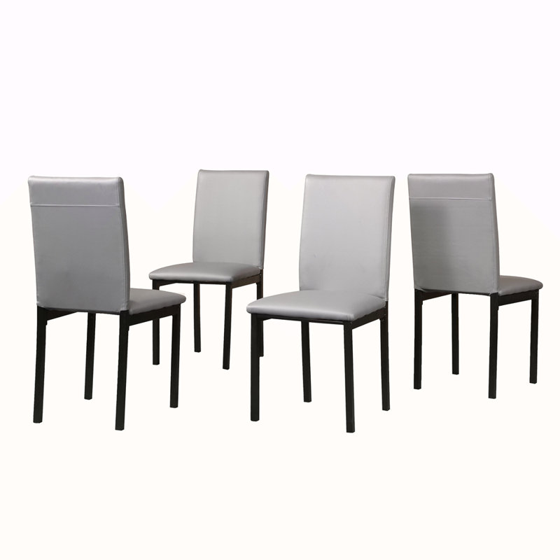 Chaises de salle à manger en similicuir, ensemble de 4, Gris