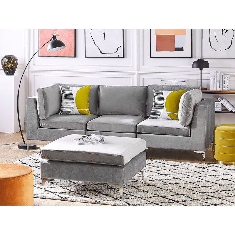 Dian 3 Seater Velvet Sofa, Grey