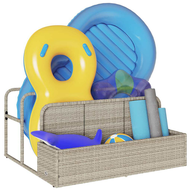 Poolside Float Storage 110X100x57 Cm Poly Rattan, Light Grey